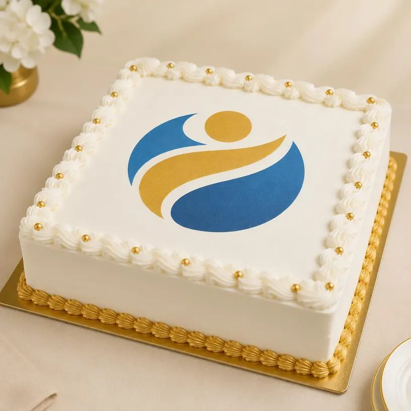 Torta corporativa con logo impreso – Pastelería Don Matías